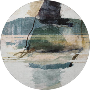 HomeRoots 8' X 10' Washable Green & Ivory Abstract Area Rug with UV Protection – Durable, Stylish, and Versatile! 715385