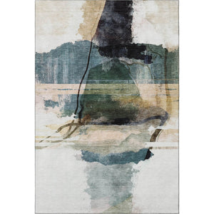HomeRoots 10' X 14' Green And Ivory Abstract Area Rug - Machine Washable, UV Protected & Pet Friendly! 715387