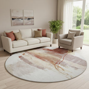 HomeRoots 8' X 10' Contemporary Terra Cotta & Ivory Abstract Washable Area Rug with UV Protection & Durability 715397
