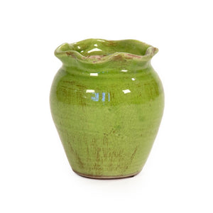 Zentique Distressed Green Vase with Aged Glaze and Organic Silhouette—Handcrafted Ceramic Accent for Home Decor W7 x H8 x D7 7153 Green