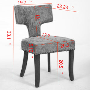 English Elm Mid Curved Back Dining Chairs Set of 2 with Copper Nail Trim, High-Density Foam Seats, Walnut Legs Orange W1143P186368