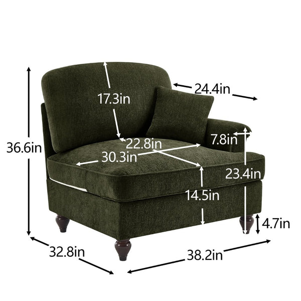 English Elm Sofa Sculptural Chenille Sectional with Detachable Skirt and Organic Curved Design W3041P332636