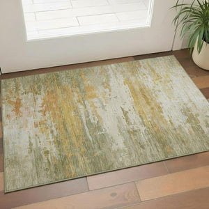 HomeRoots 5' X 8' Sage And Ivory Abstract Area Rug - Modern Washable Design with UV Protection & Stain Resistance 715401