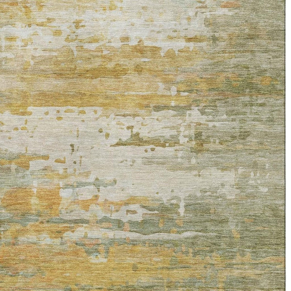 HomeRoots 8' Sage and Ivory Abstract Washable Round Rug - Stylish, Durable, UV-Protected, Ideal for Homes with Kids 715402