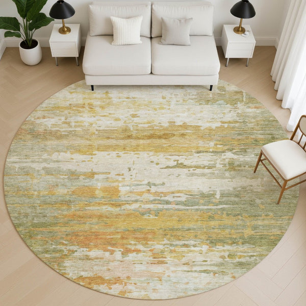 HomeRoots 8' X 10' Sage and Ivory Abstract Washable Area Rug - Stain Resistant, UV Protected, Family-Friendly Style 715403