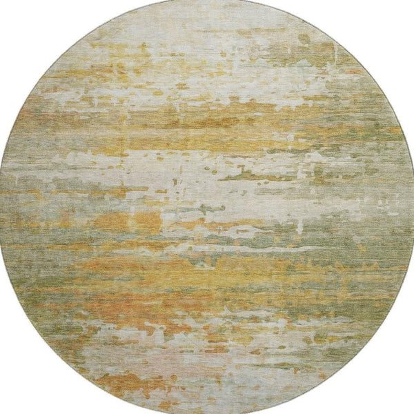 HomeRoots 8' X 10' Sage and Ivory Abstract Washable Area Rug - Stain Resistant, UV Protected, Family-Friendly Style 715403