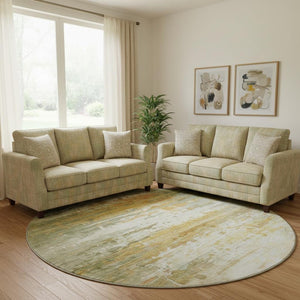 HomeRoots 8' X 10' Sage and Ivory Abstract Washable Area Rug - Stain Resistant, UV Protected, Family-Friendly Style 715403