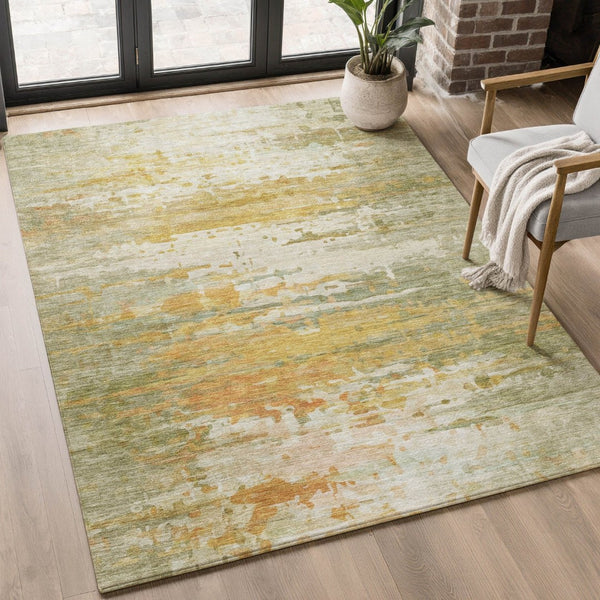 HomeRoots 10' X 14' Sage and Ivory Abstract Area Rug - Stylish, Washable, UV-Protected for High-Traffic Spaces 715405