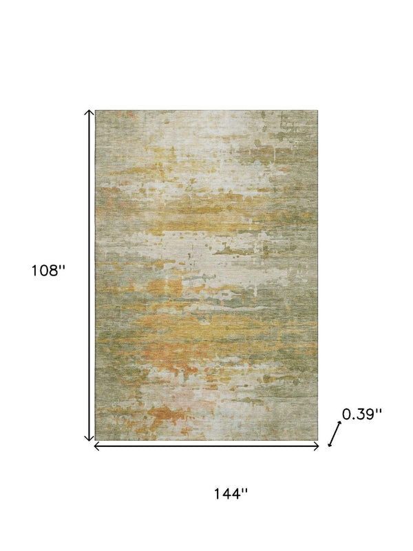 HomeRoots 10' X 14' Sage and Ivory Abstract Area Rug - Stylish, Washable, UV-Protected for High-Traffic Spaces 715405