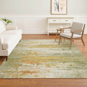 HomeRoots 10' X 14' Sage and Ivory Abstract Area Rug - Stylish, Washable, UV-Protected for High-Traffic Spaces 715405