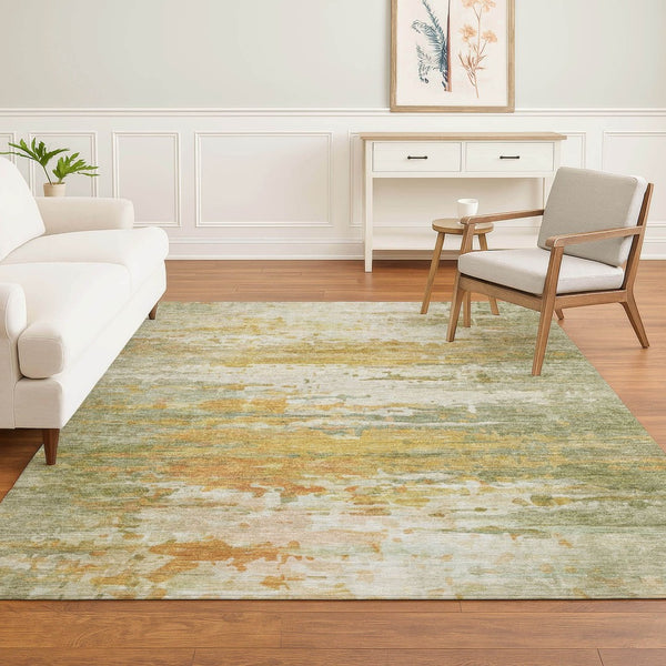 HomeRoots 10' X 14' Sage and Ivory Abstract Area Rug - Stylish, Washable, UV-Protected for High-Traffic Spaces 715405