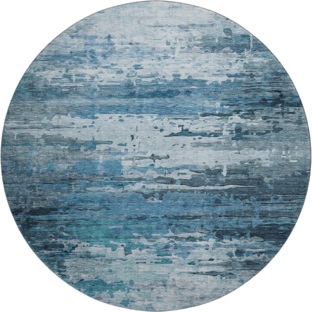 HomeRoots 8' X 10' Abstract Blue and Gray Washable Area Rug with UV Protection for High-Traffic Spaces 715409