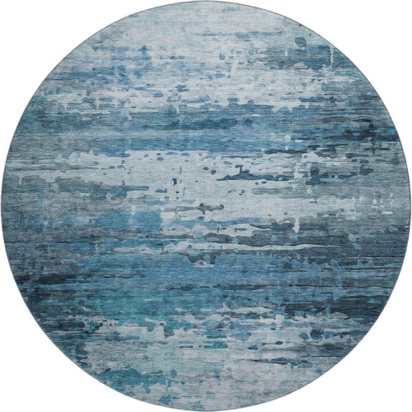 HomeRoots 8' X 10' Abstract Blue and Gray Washable Area Rug with UV Protection for High-Traffic Spaces 715409