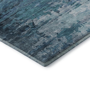 HomeRoots 8' X 10' Abstract Blue and Gray Washable Area Rug with UV Protection for High-Traffic Spaces 715409