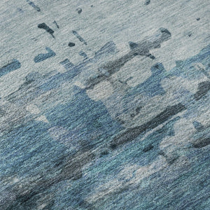 HomeRoots 8' X 10' Abstract Blue and Gray Washable Area Rug with UV Protection for High-Traffic Spaces 715409