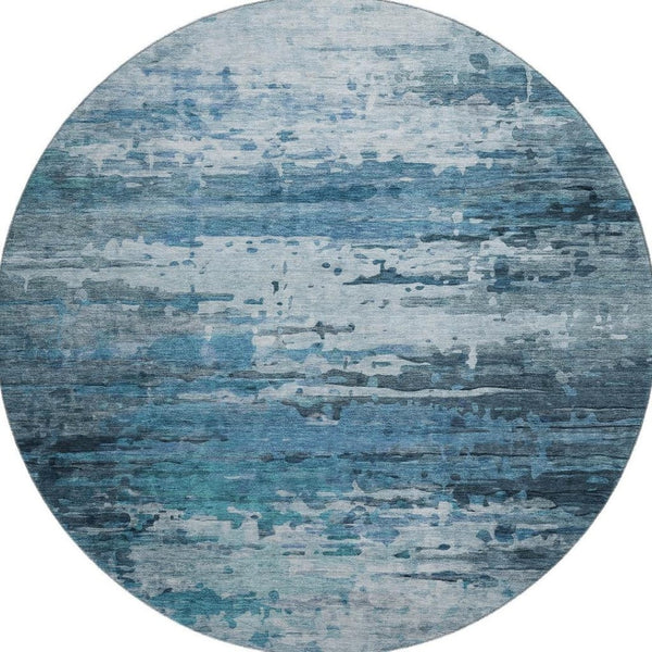 HomeRoots 8' X 10' Abstract Blue and Gray Washable Area Rug with UV Protection for High-Traffic Spaces 715409