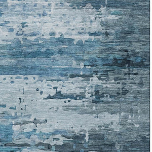HomeRoots 9' X 12' Blue & Gray Abstract Area Rug - Washable, Stain-Resistant, UV Protected for Modern Homes 715410