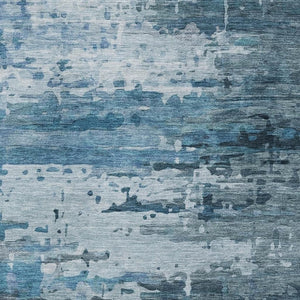 HomeRoots 9' X 12' Blue & Gray Abstract Area Rug - Washable, Stain-Resistant, UV Protected for Modern Homes 715410
