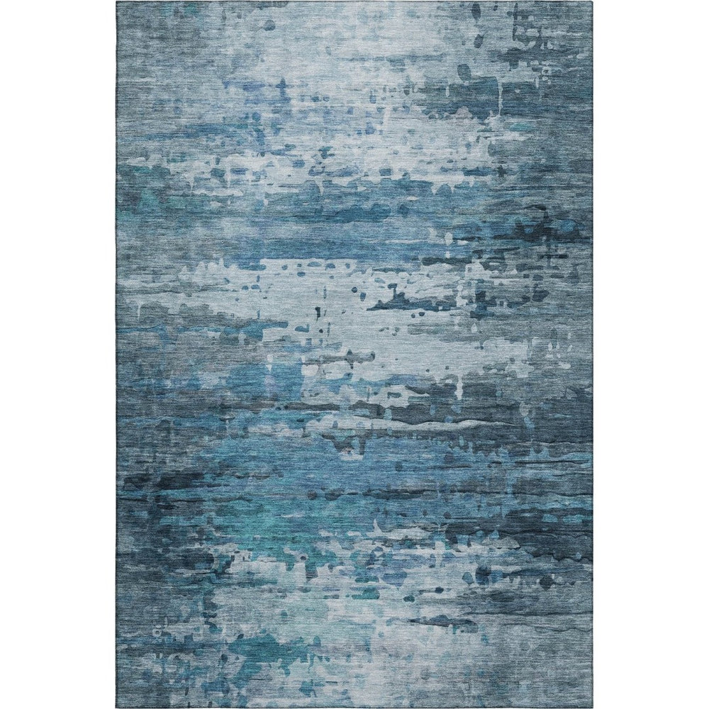 HomeRoots 10' X 14' Blue And Gray Abstract Area Rug – Durable, Washable, UV-Protected for Busy Homes & Families 715411