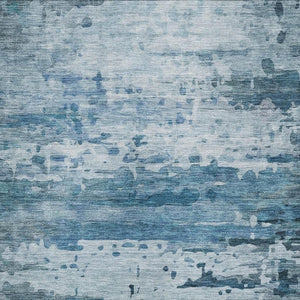 HomeRoots 10' X 14' Blue And Gray Abstract Area Rug – Durable, Washable, UV-Protected for Busy Homes & Families 715411