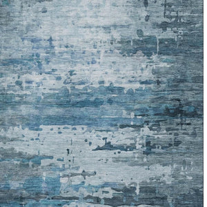 HomeRoots 10' X 14' Blue And Gray Abstract Area Rug – Durable, Washable, UV-Protected for Busy Homes & Families 715411
