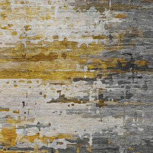 HomeRoots 5' X 8' Copper and Gray Abstract Area Rug - Stylish, Washable, UV Protected for High-Traffic Spaces 715413