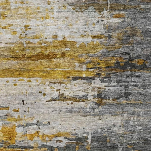 HomeRoots 5' X 8' Copper and Gray Abstract Area Rug - Stylish, Washable, UV Protected for High-Traffic Spaces 715413