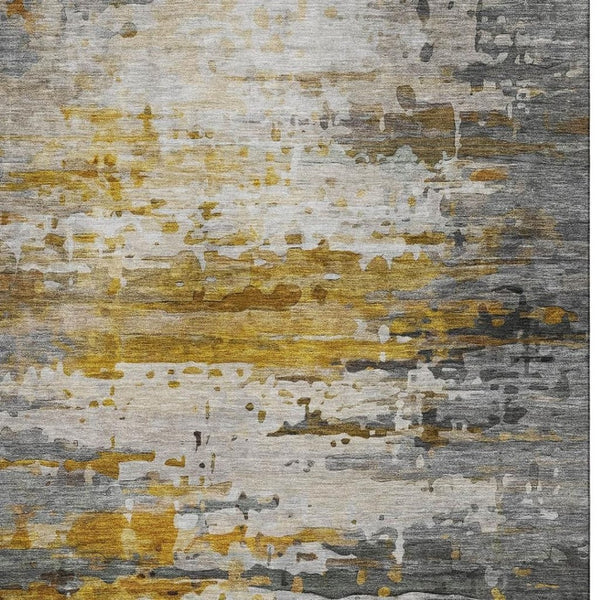 HomeRoots 5' X 8' Copper and Gray Abstract Area Rug - Stylish, Washable, UV Protected for High-Traffic Spaces 715413