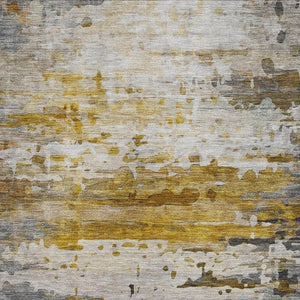 HomeRoots 5' X 8' Copper and Gray Abstract Area Rug - Stylish, Washable, UV Protected for High-Traffic Spaces 715413