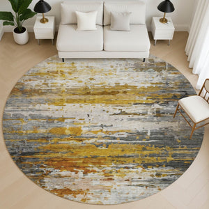 HomeRoots 8' X 10' Modern Copper & Gray Abstract Area Rug - Machine Washable, UV Protected, Durable & Chic! 715415
