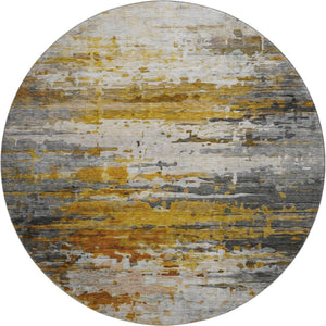 HomeRoots 8' X 10' Modern Copper & Gray Abstract Area Rug - Machine Washable, UV Protected, Durable & Chic! 715415