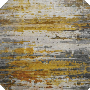 HomeRoots 8' X 10' Modern Copper & Gray Abstract Area Rug - Machine Washable, UV Protected, Durable & Chic! 715415