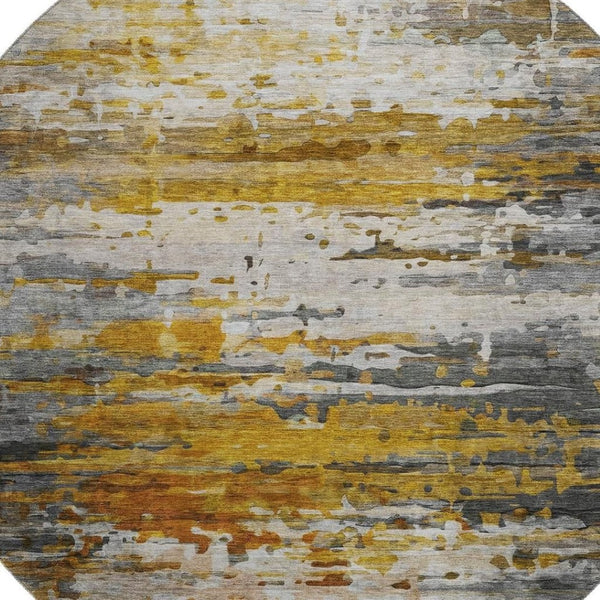 HomeRoots 8' X 10' Modern Copper & Gray Abstract Area Rug - Machine Washable, UV Protected, Durable & Chic! 715415