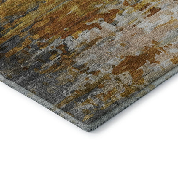 HomeRoots 8' X 10' Modern Copper & Gray Abstract Area Rug - Machine Washable, UV Protected, Durable & Chic! 715415