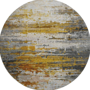 HomeRoots 8' X 10' Modern Copper & Gray Abstract Area Rug - Machine Washable, UV Protected, Durable & Chic! 715415