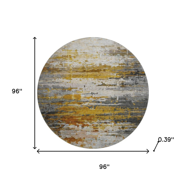 HomeRoots 8' X 10' Modern Copper & Gray Abstract Area Rug - Machine Washable, UV Protected, Durable & Chic! 715415