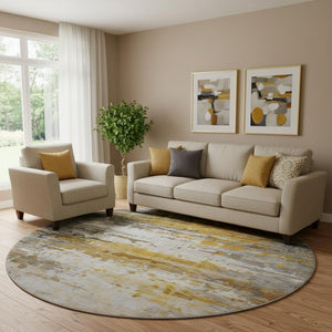 HomeRoots 8' X 10' Modern Copper & Gray Abstract Area Rug - Machine Washable, UV Protected, Durable & Chic! 715415