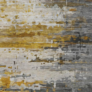 HomeRoots 9' X 12' Copper and Gray Abstract Area Rug - Washable, UV Protected, Stain Resistant for Modern Homes 715416