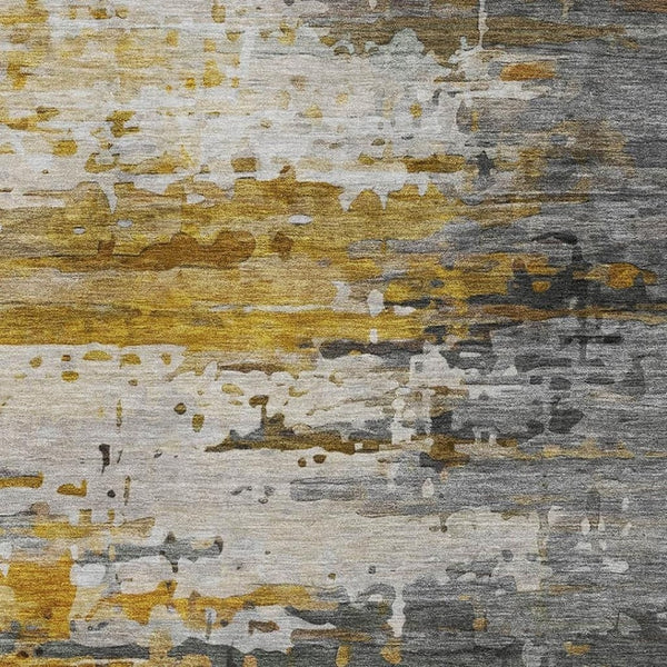 HomeRoots 9' X 12' Copper and Gray Abstract Area Rug - Washable, UV Protected, Stain Resistant for Modern Homes 715416