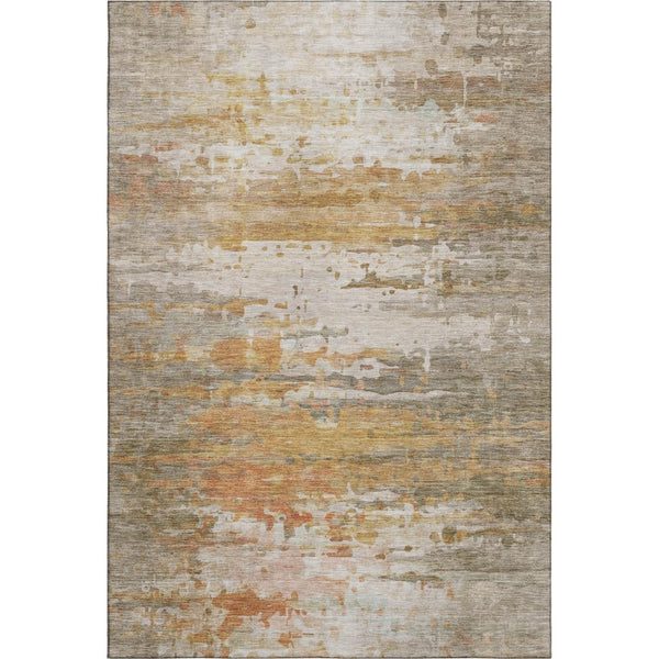 HomeRoots 5' X 8' Washable Khaki & Beige Abstract Area Rug with UV Protection – Stylish, Durable, Easy Care! 715419