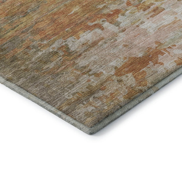 HomeRoots 5' X 8' Washable Khaki & Beige Abstract Area Rug with UV Protection – Stylish, Durable, Easy Care! 715419