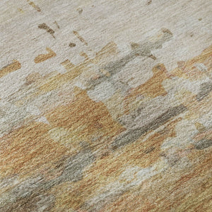 HomeRoots 5' X 8' Washable Khaki & Beige Abstract Area Rug with UV Protection – Stylish, Durable, Easy Care! 715419