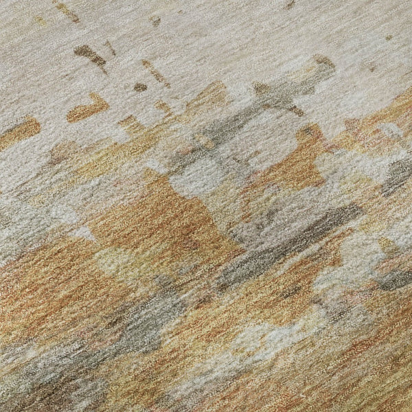 HomeRoots 5' X 8' Washable Khaki & Beige Abstract Area Rug with UV Protection – Stylish, Durable, Easy Care! 715419