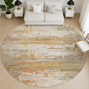 HomeRoots 8' X 10' Khaki and Beige Abstract Washable Area Rug - Durable, Stain-Resistant, UV Protected Design! 715421