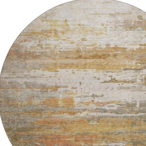 HomeRoots 8' X 10' Khaki and Beige Abstract Washable Area Rug - Durable, Stain-Resistant, UV Protected Design! 715421