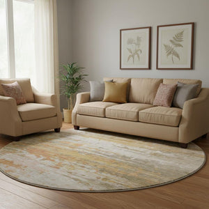 HomeRoots 8' X 10' Khaki and Beige Abstract Washable Area Rug - Durable, Stain-Resistant, UV Protected Design! 715421