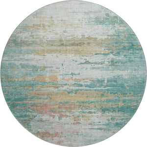 HomeRoots 8' X 10' Washable Teal and Beige Abstract Area Rug with UV Protection for Stylish, Durable Living Spaces 715427