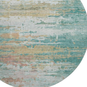 HomeRoots 8' X 10' Washable Teal and Beige Abstract Area Rug with UV Protection for Stylish, Durable Living Spaces 715427