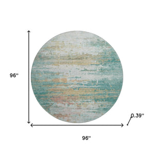 HomeRoots 8' X 10' Washable Teal and Beige Abstract Area Rug with UV Protection for Stylish, Durable Living Spaces 715427