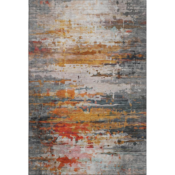 HomeRoots 5' X 8' Terra Cotta & Beige Abstract Area Rug - Washable, UV Protected, Durable & Stylish Design 715431